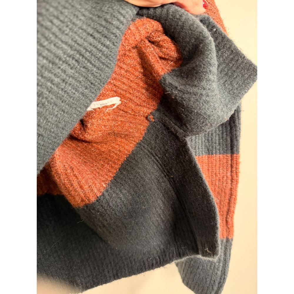 Abercrombie Fitch Striped Mock Neck Sweater Oversized Women XL Brown Black rugby - Picture 3 of 6